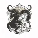 combine Aries and Sagittarius symbols intertwined tattoo design idea