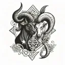 combine Aries and Sagittarius symbols intertwined tattoo design idea