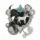 combine Aries and Sagittarius symbols intertwined tattoo design idea