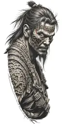 Zombie samurai tattoo design idea