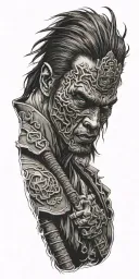 Zombie samurai tattoo design idea