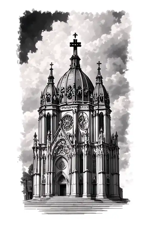 Catholic cathedral  tattoo design idea