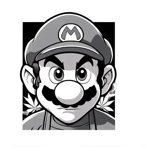 super mario smokin weed tattoo design idea