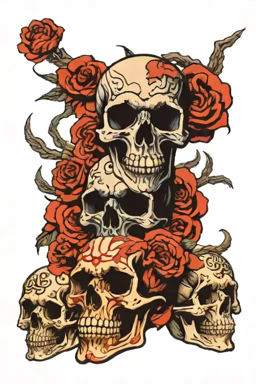 skulls with shadows tattoo design idea