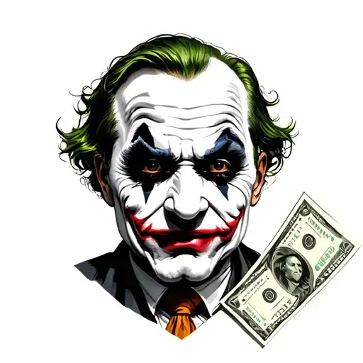 gangster joker with money tattoo design idea