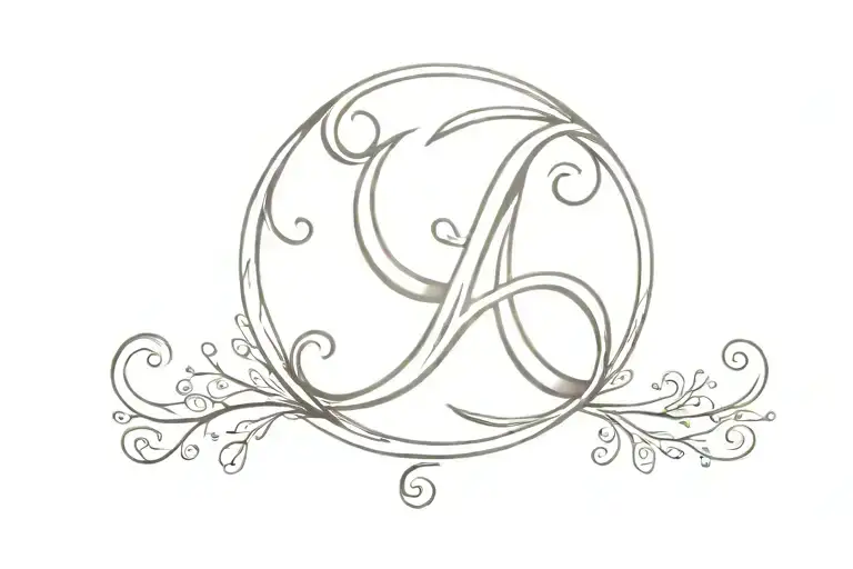 ampersand symbol with element representing family tree tattoo design idea
