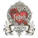 joseph name with heart tattoo design idea