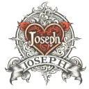 joseph name with heart tattoo design idea