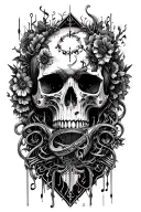 gothic without a skull, including elements of music tattoo design idea