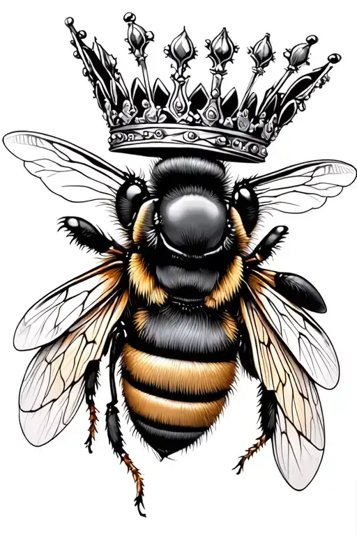 queen bee wearing crown adorned tattoo design idea