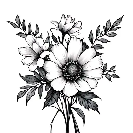 birth flower april and august birth flower bouquet tattoo design idea