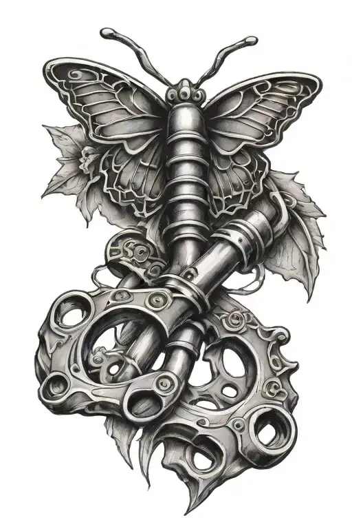 brass knuckles and underneath them two butterfly knives crossed tattoo design idea
