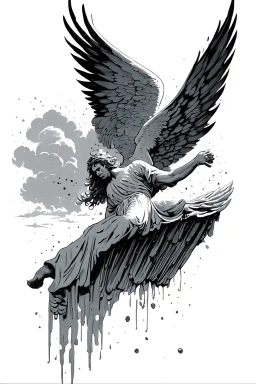 chute icarus falling from sky tattoo design idea