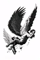 chute icarus falling from sky tattoo design idea