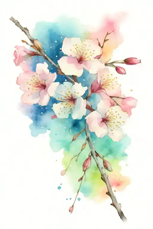 cherry blossom flowers with the night sky in the background  tattoo design idea