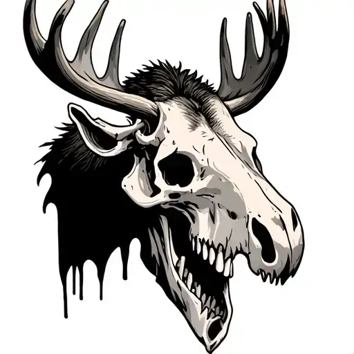 See No, Hear No, Speak No Evil Moose Skull Mysterious tattoo design idea