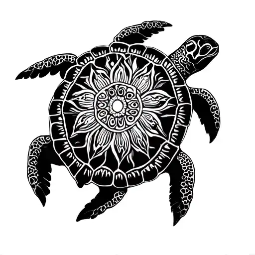 turtle mandala simple tattoo design idea