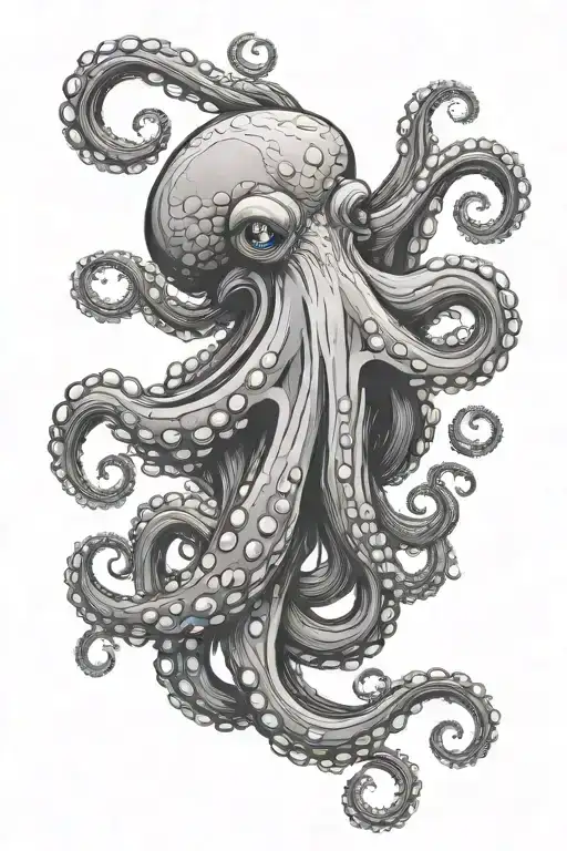 octopus having a hesrt attack tattoo design idea