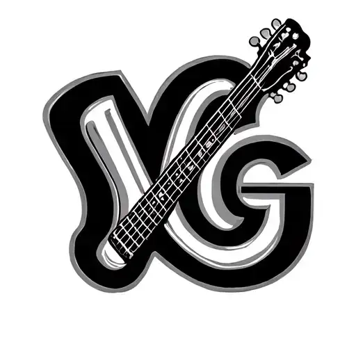 guitar with V and G letters tattoo design idea