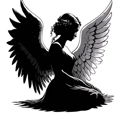 Grandmother an mother Memorial angel wing tattoo tattoo design idea