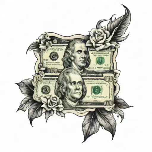 100 dollars bill tattoo design idea