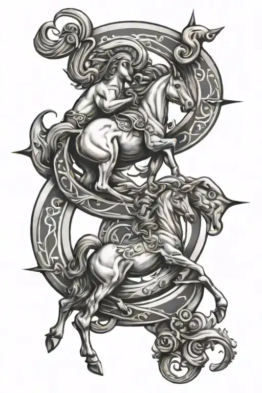 sagittarius aries combined design tattoo design idea