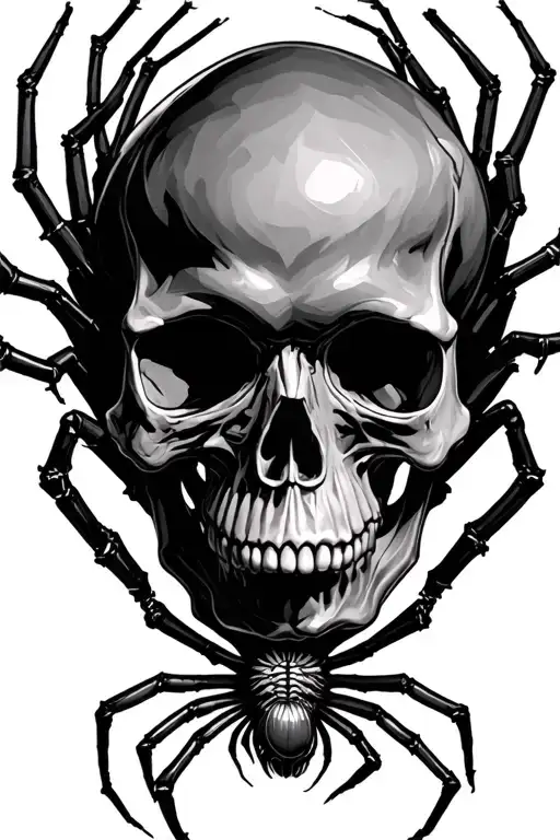 skull surrounded with a spider tattoo design idea