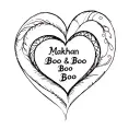 Create a sketch tattoo of a heart with the words 'Makhan & Boo Boo' written in Punjabi and Telugu script tattoo design idea