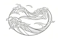 3 sea waves in a stencil art. one of them bold. tattoo design idea