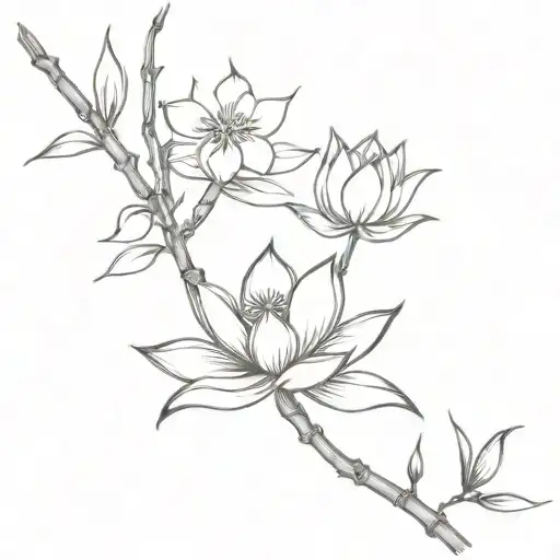 bamboo and lotus blossom tattoo design idea