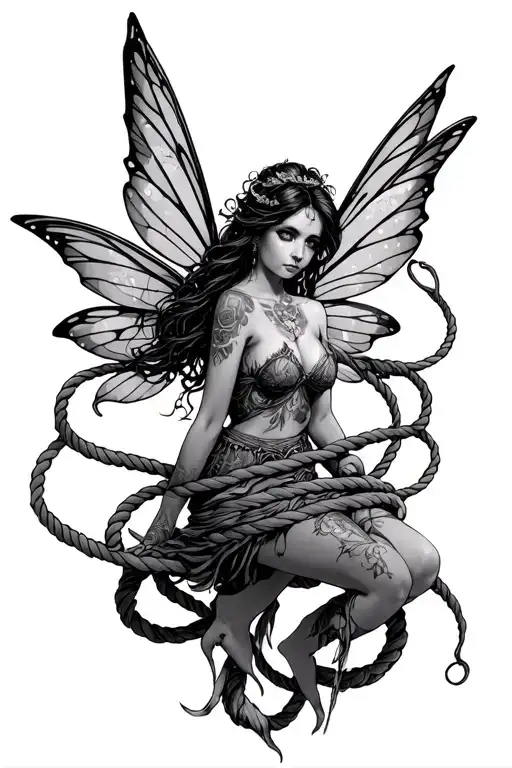 fairy ropes around her  tattoo design idea