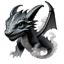 Toothless, from How To Train Your Dragon, but represented as a swirling smoke tattoo design idea