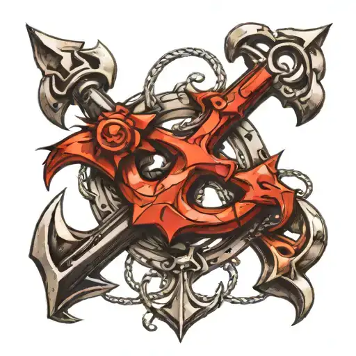 odessa anchor, tryzub trident tattoo design idea