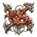 odessa anchor, tryzub trident tattoo design idea