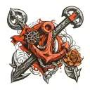 odessa anchor, tryzub trident tattoo design idea