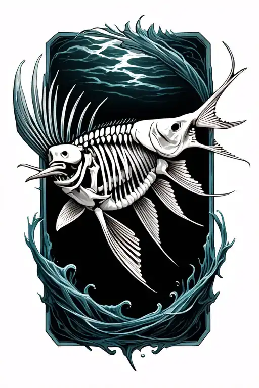 sailfish skeleton tattoo design idea