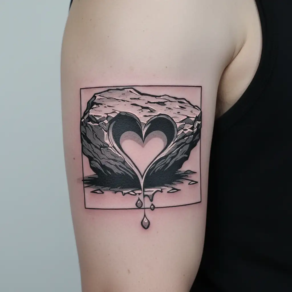 Tatoo: a stone with a heart that melts in it. For symbolis tattoo design idea