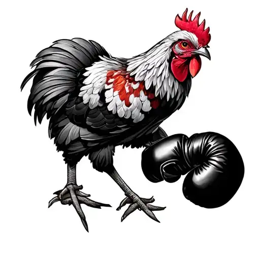 cockfighting with boxing gloves intertwined tattoo design idea