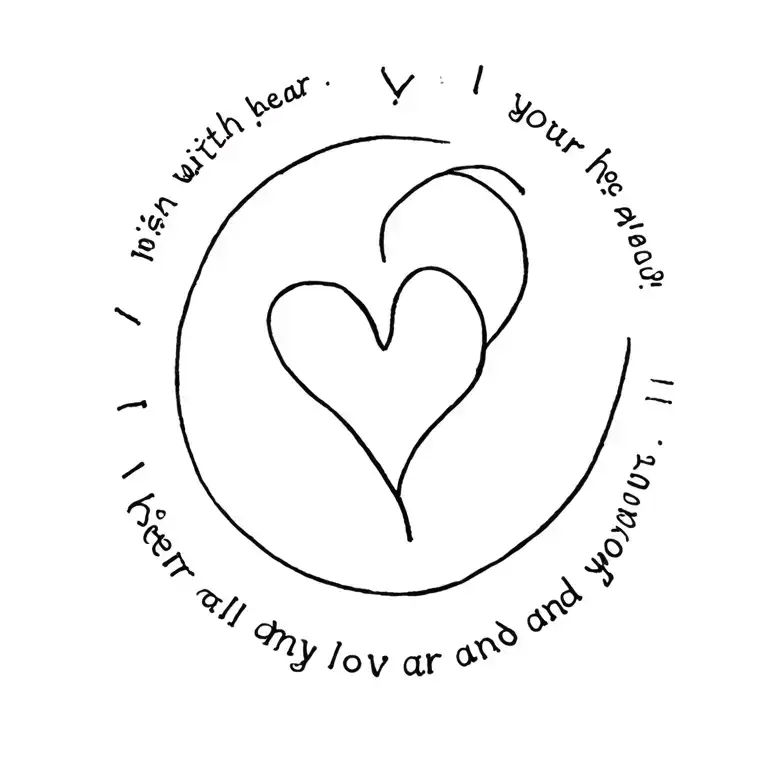 Listen with your heart and hear all my love around you soft and clear tattoo design idea