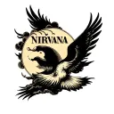 nirvana logo, background dark clouds tattoo design idea