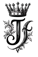 letter j and a king crown tattoo design idea