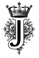 letter j and a king crown tattoo design idea
