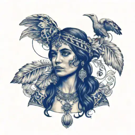 Romanian gypsy Woman with jewelry and more in roman style tattoo design idea