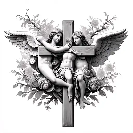  Biblical Cross, biblical fig tree, biblical  cherub, and Angel described in the bo tattoo design idea