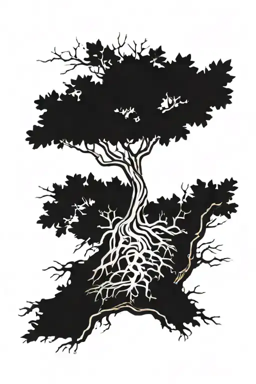 thin branch orange tree roots tattoo design idea