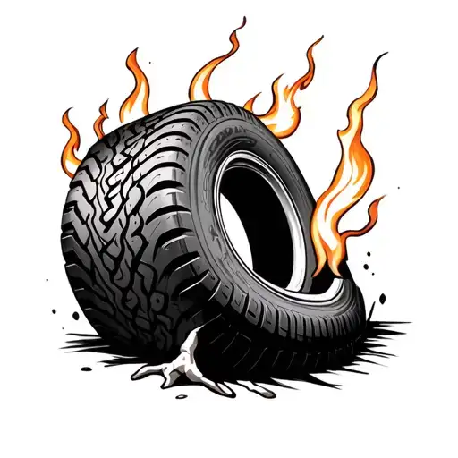 finger bones with a tire burning out  tattoo design idea