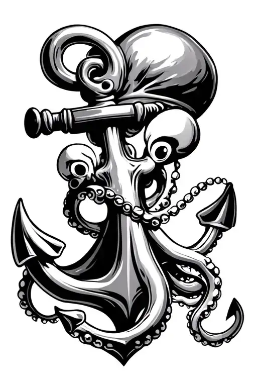 popeye anchor octopus tattoo design idea