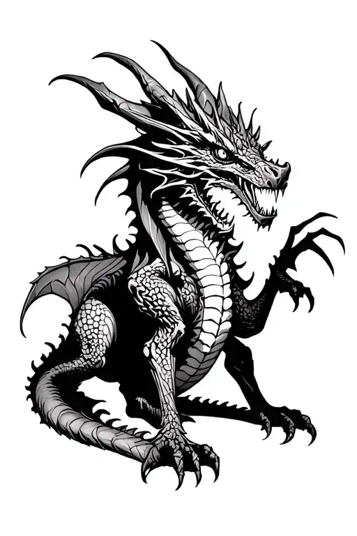 zombie dragon demonic tattoo design idea