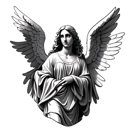 guardian angel with wings spread tattoo design idea