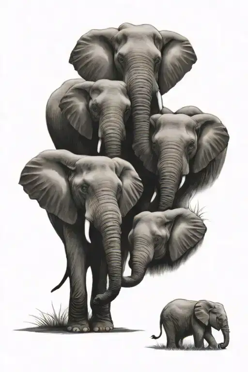 5 Elephant Family tattoo design tattoo design idea